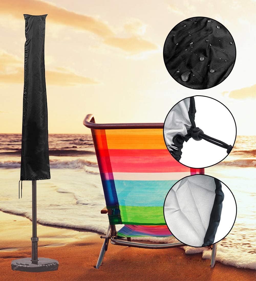 Amazon Com Genrics Patio Umbrella Cover Waterproof Offset Parasol Covers Outdoor With Zipper All Weather Resistant 210d Grey For 6ft 7ft Umbrellas Garden Outdoor
