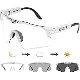 KAPVOE Photochromic Cycling Glasses Sports Sunglasses Mountain Bike Gasses Clear MTB Glasses Men Women Bicycle Riding Glasses