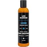 Live Bearded Beard Conditioner, 8 fl oz - Strengthens and Softens Facial Hair - Made in the USA - All-Natural Ingredients with Biotin, Caffeine | Legend Scent - Sandalwood, Vanilla