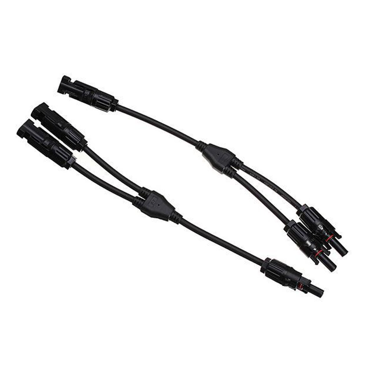 NUZAMAS NEW 1 Pair of Y Branch Parallel Connectors Adapters 1M2F + 2M1F with Cable for Solar Panel System