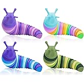Cevioce Sensory Slug Fidget Toys,Fidget Slug Toys for Adults & Kids Party Favors,4 PCS Cute Autism Sensory Toys for Autistic Children,Toddler Toys Age 3+,Travel Toys for 3+ Year Old(A)