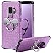 LONTECT Compatible Galaxy S9 Plus Case Glitter Sparkle Bling Shock Absorbing Flex TPU Rubber Case Cover with Cute Ring Grip Holder Kickstand for Samsung Galaxy S9 Plus, Purple