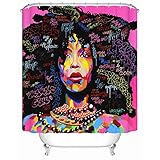 Sea&Cloud African American Shower Cutain Woman Abstract Print Waterproof Fabric Polyester Bath Curtain for Hip Pop Art Bathroom Decor …