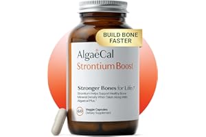 AlgaeCal - Strontium Boost, Natural Calcium Supplement for Bone Density Increase, Strontium Citrate 680 mg, Easy to Swallow for Bone Health & Bone Strength, Gluten-Free - 60 Veggie Caps- Made in USA