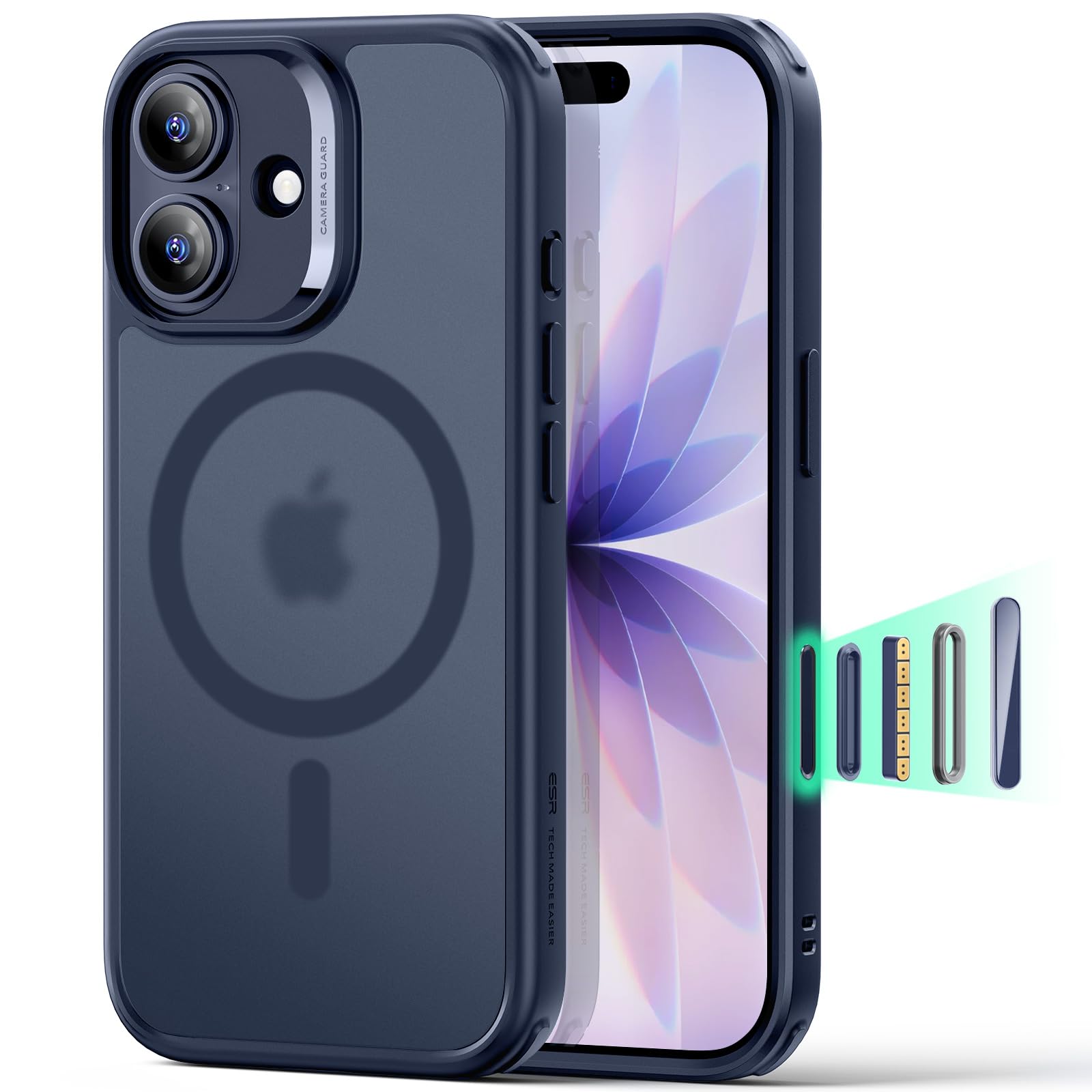 Photo 1 of ESR for iPhone 17 Case, Camera Control, Compatible with MagSafe, Shockproof Military-Grade Protection, Magnetic Phone Case for iPhone 17, Classic Hybrid Case, Frosted Blue