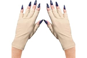 ManiGlovz - The Original UPF 50+ UV Light Protective Nail Gloves | Gel Manicure Gloves and Anti UV Fingerless Gloves for Women | Can be Used as Sun Protection Gloves for Driving | Nude