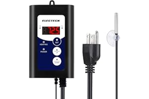 ELECTECK Heat Mat Thermostat, Digital Controller for Seed Germination, Reptiles and Brewing, 41°F to 108 °F/ 5℃ to 42℃, 8.3A, 1000W, Black