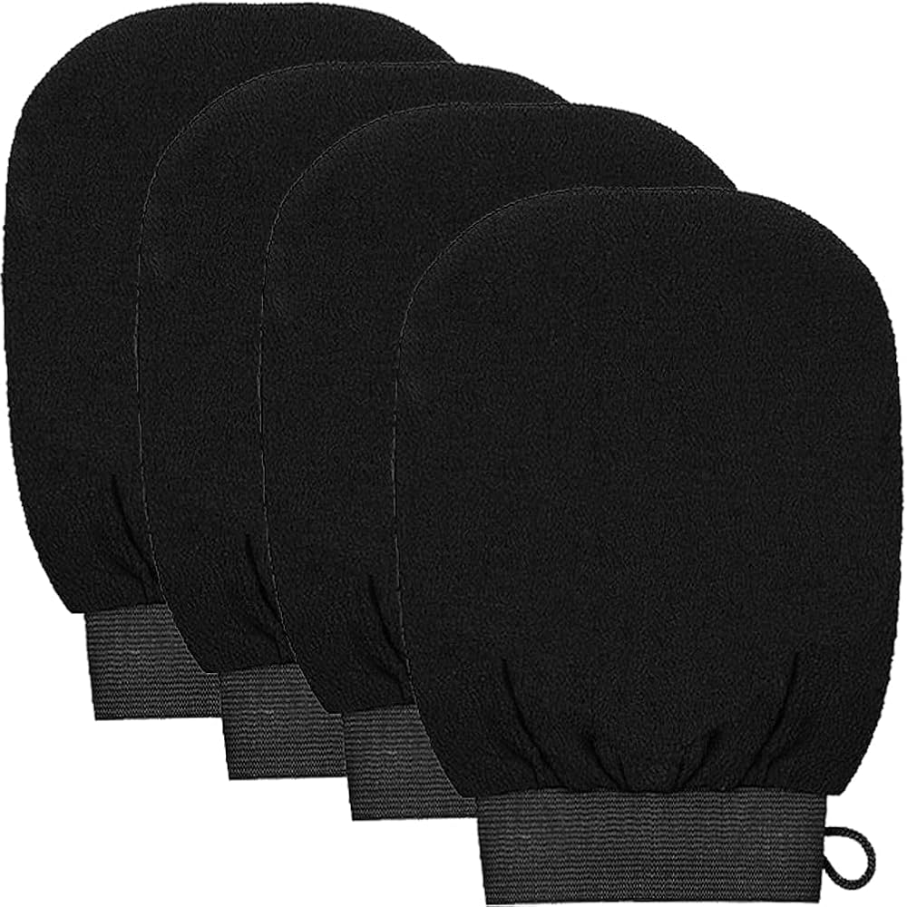 kuou 4 PCS Exfoliating Gloves, Deep Body Scrub Mitts for Men & Women