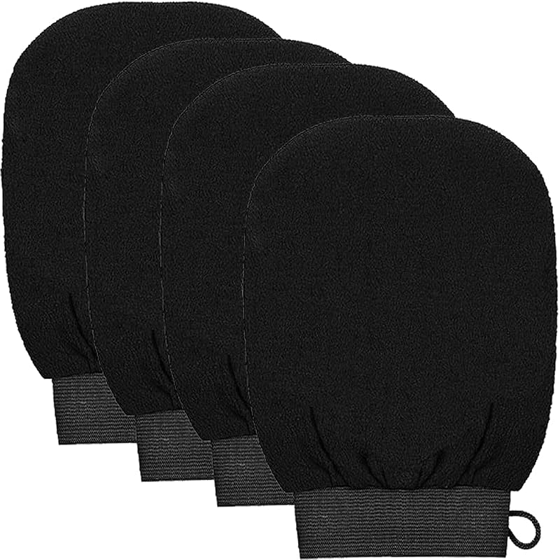 kuou 4 PCS Exfoliating Gloves, Deep Body Scrub Mitts for Men & Women