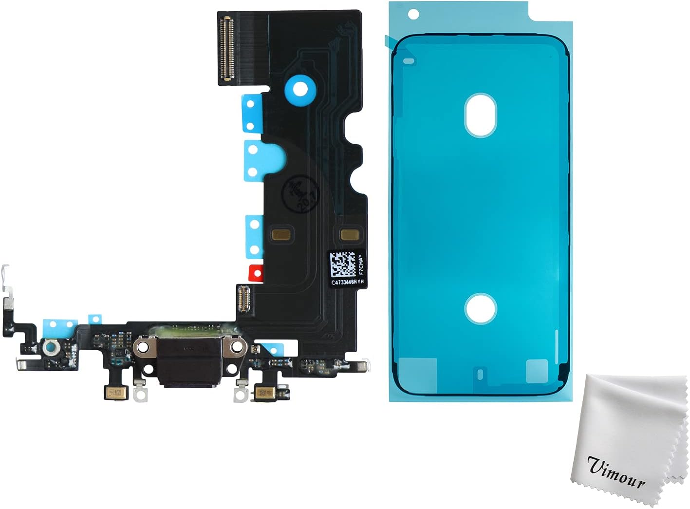 Vimour USB Charging Port Dock Connector Flex Cable with Microphone Replacement for 8 4.7 Inch Black