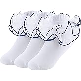 Yepami Big Girls Lace Socks Shimmering Cute Ruffle Comfortable Frilly Dress Ankle Socks 3 Pairs