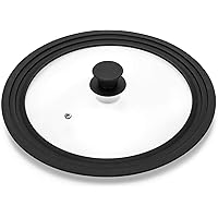Universal Lid for Pots,Pans and Skillets - Tempered Glass with Heat Resistant Silicone Rim Fits 10.5", 11" and 12…
