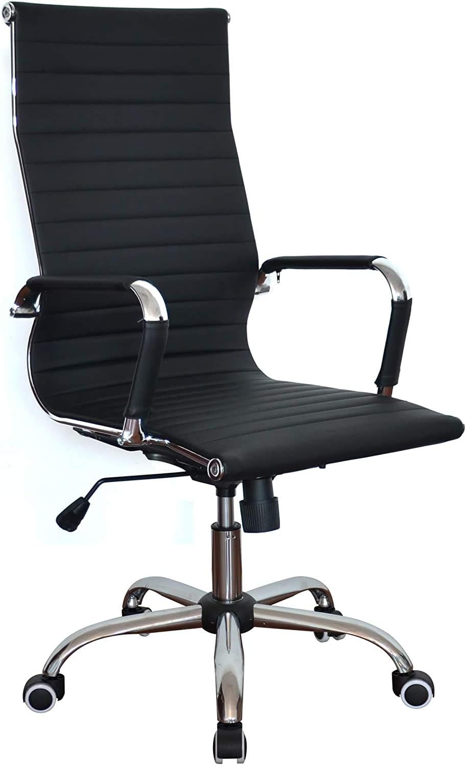 Classic Replica High Back Ribbed Office Chair - Leather, Swivel and Tilt, Adjustable Manager Executive Chair for Management, boss,Office, Conference, boardroom,Work, Task,Computer, Manager - Black: Kitchen & Dining