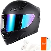 OTS Dual Visor Full-Face Motorcycle Helmet - DOT Certified, Lightweight ABS, Quick-Release Buckle, Washable Liner for Men & Women