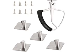 KLOWOAH Stand Mixer Attachment Holder Compatible with Kitchenaid Attachments,for Flat Beater,Flex Edge Beater,Wire Whip,Dough Hooks,Stainless Steel Hangers (Pack of 4)