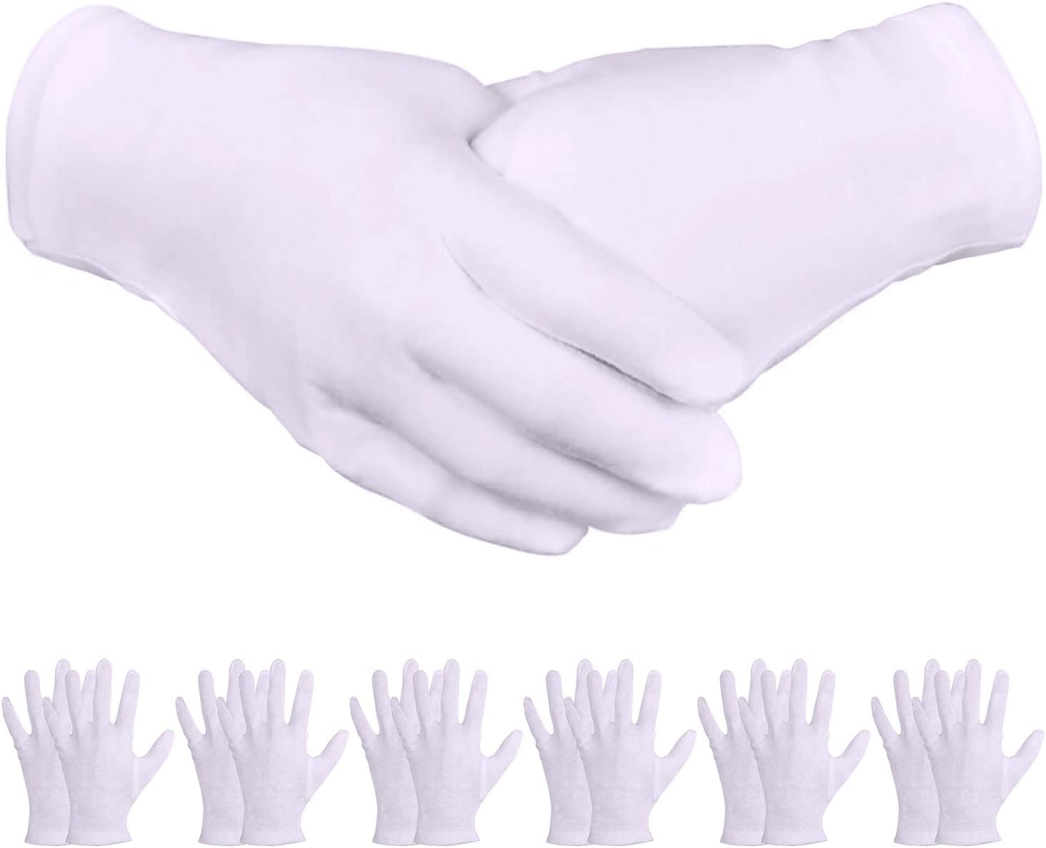 White Gloves, Zealor 24 Pairs Soft Thickened Cotton Gloves, Stretchable Lining Glove, Medium Size