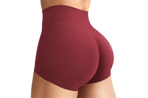 YEOREO Women's Biker Shorts 2.5" No Front Seam Elysina High Waist Hidden Scrunch Workout Gym Yoga Running Shorts