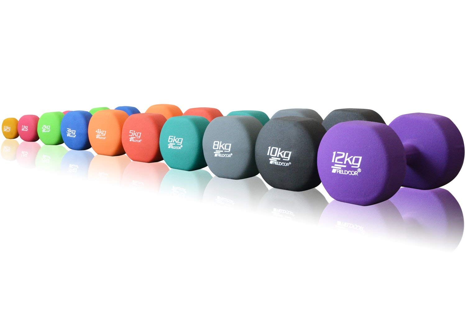 FIELDOOR カラーダンベル 5kg×2個セット エクササイズ クロロプレンゴムコーティング商品画像