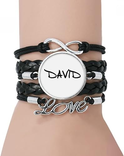 Amazon Diythinker特別な手書き英語名davidブレスレットloveブラックツイストレザーロープリストバンド ブレスレット 通販
