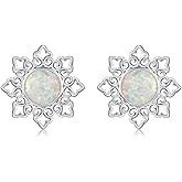 KiiKii Opal Stud Earrings for Women 925 Sterling Silver Celtic Knot White/Blue Opal Earrings Fine Jewelry Gifts for Wife Mom Daughter