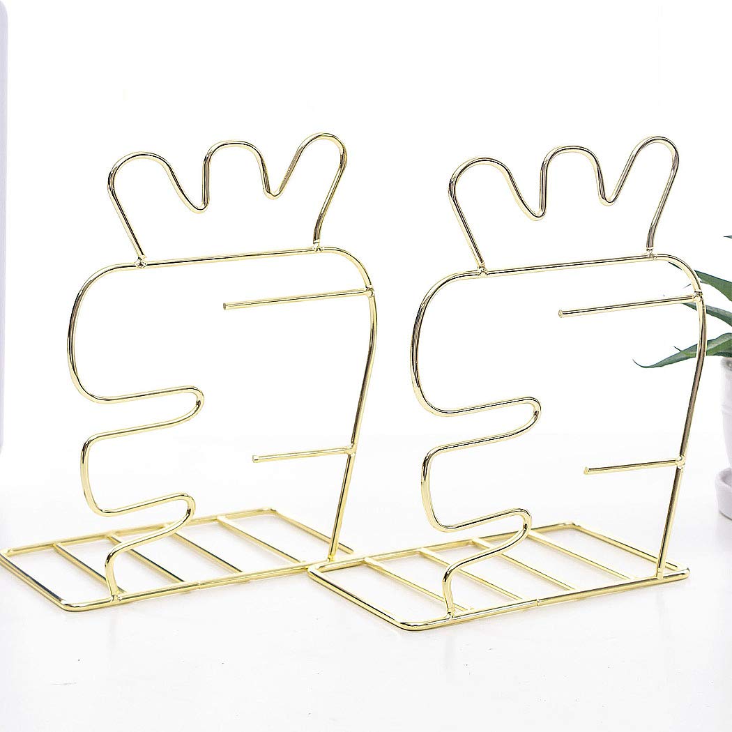 SIPLIV Creative Minimalist Style Bookends Metal Adjustable Books Holder Stand Book Rack Desk Bookend - Carrot, Gold