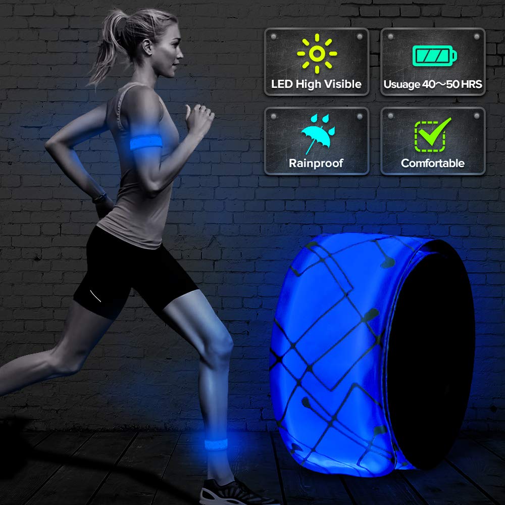 ELANOX LED Armband Light Strip for Sports Outdoor Reflective Band Safety Light Slap Band for Cycling Jogging