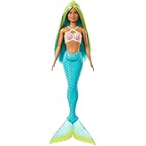 Barbie Mermaid Doll with Two-Tone Blue & Yellow Fantasy Hair & Headband Accessory, Toy with Shell Bodice & Turquoise Tail