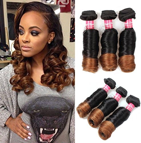 Angels Beauty Ombre Spring Curl Bundles Unprocessed 8A Brazilian Spring Curl Virgin Human Hair Weave Black To Brown Two Tone 1B/4 Color 95-100g/pc (12 14 16)