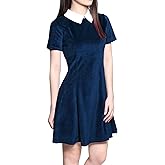 Allegra K Women's Short Sleeve Halloween Dresses Peter Pan Collar Casual Flare Skater Mini Vintage Dress 2025