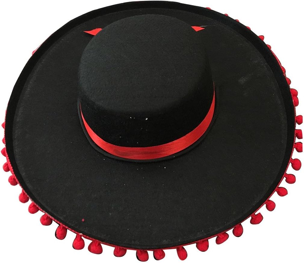 luyaoyao Spanish Hat Black and Red Matador Hat Spanish