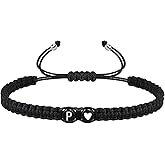 COLORFUL BLING Initial Bracelet for Women Gifts Handmade Rope Braided 26 Alphabet Letter Heart Sister Daughter Mom Mother's Day Friendship Wristband Jewelry