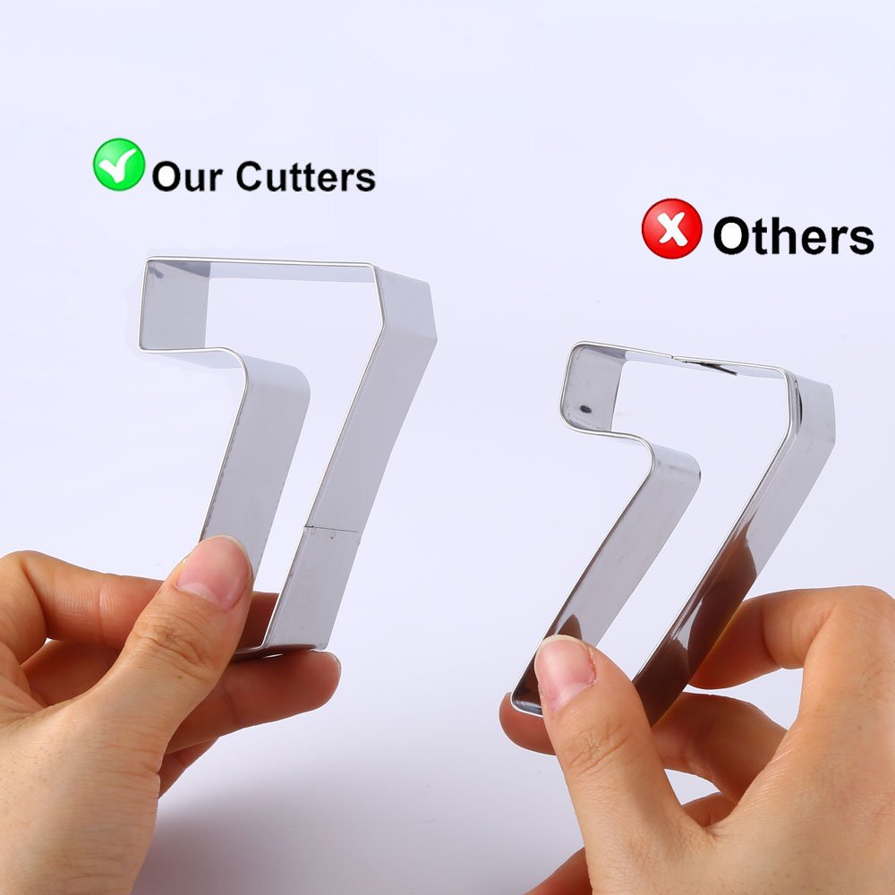 Ertek Numbers Cookie Cutters 3 Inches 9pcs Jelly Fondant Cutter set, Stainless Steel, Large Number cutter (3\'\' Number cutter)