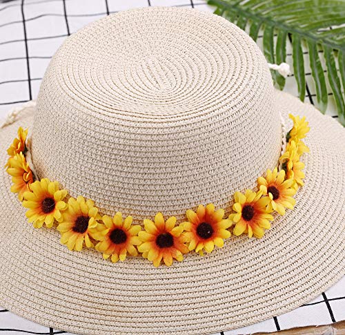 Milacolato 6-12Pcs Handmade Daisies Sunflower Headband Boho Floral Wreath Bridal Headpiece for Wedding Festivals Hair Accessories Yellow