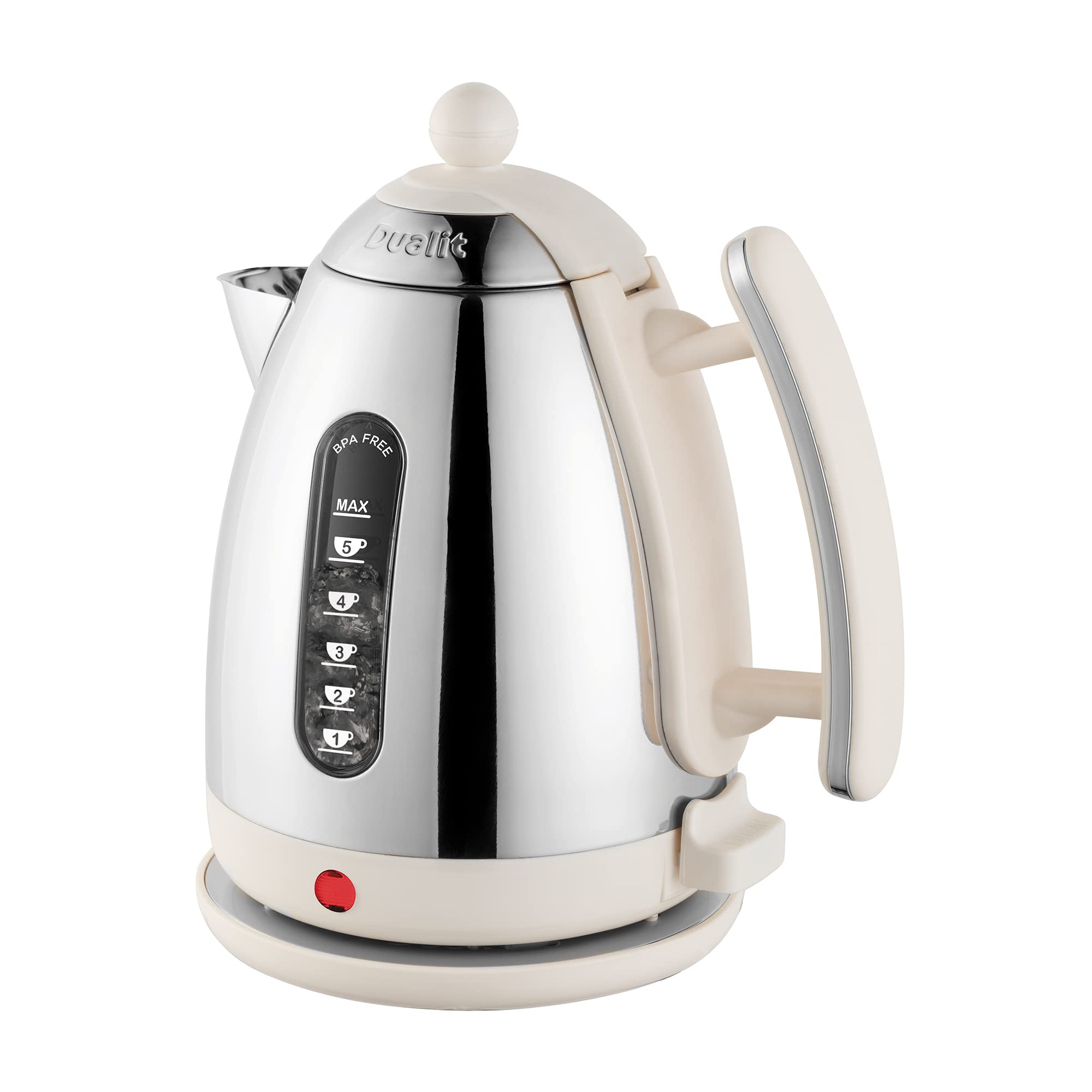 Dualit Lite 1.5L Jug Kettle, Polished Canvas White Trim, High-Gloss Finish, Fast Boiling, 72013