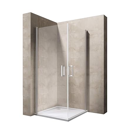 Sogood Eck-Duschkabine Eckdusche Ravenna24K 70x90x195cm Duschabtrennung ESG-Sicherheitsglas Klarglas inkl. beidseitiger Easy-