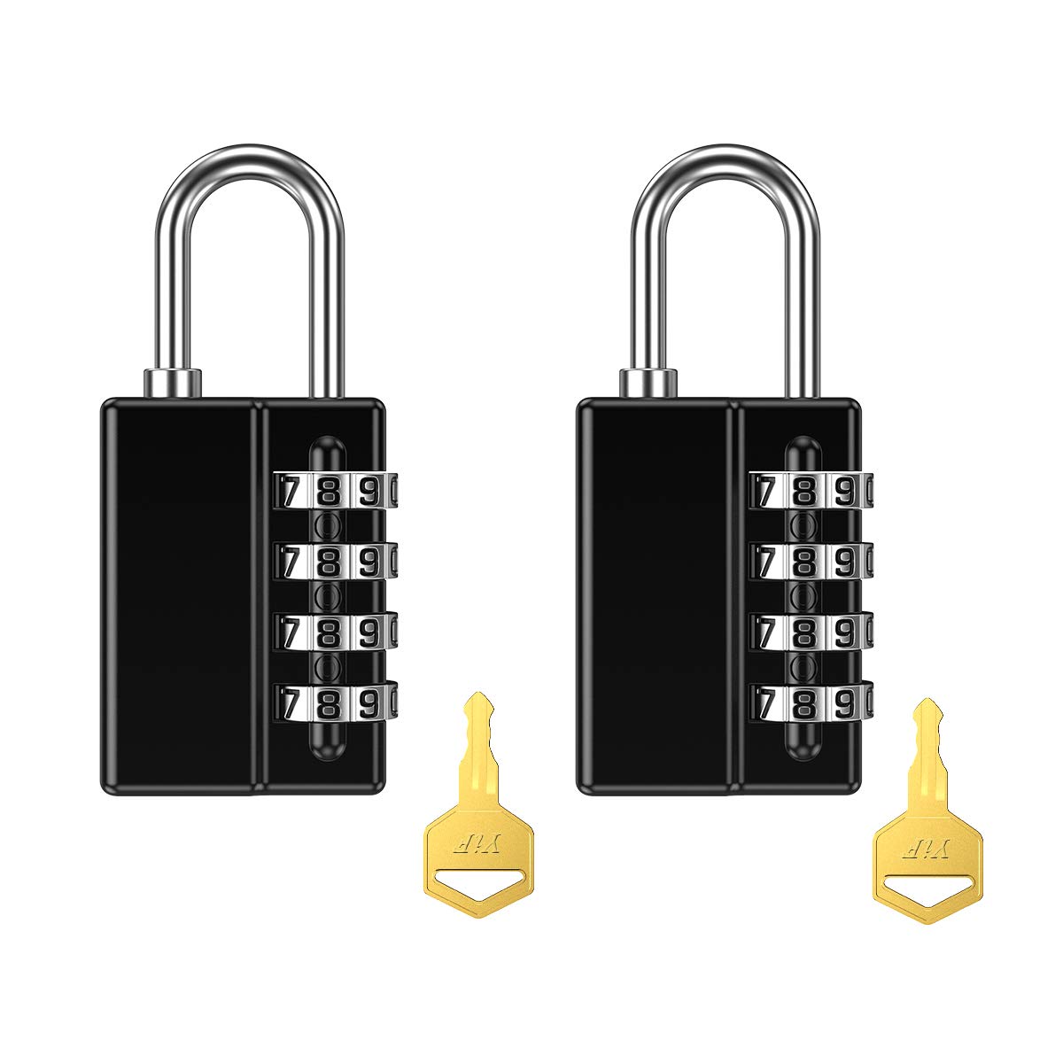 Photo 1 of KeeKit Combination Padlock, 4 Digit Combination Lock, Resettable Waterproof Gate Lock for Locker, Gym, Fence, Case, School & Employee Locker, Toolbox – 2 Pack, Black