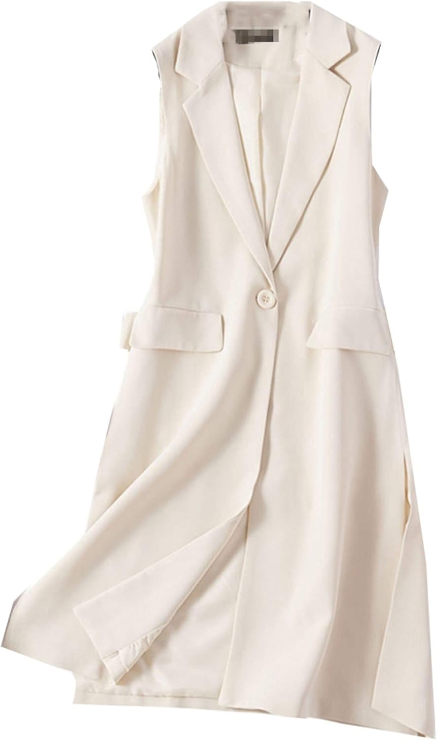 HanPaint Frühling Lange Weste Frauen One Button Side Split Blazer Anzug