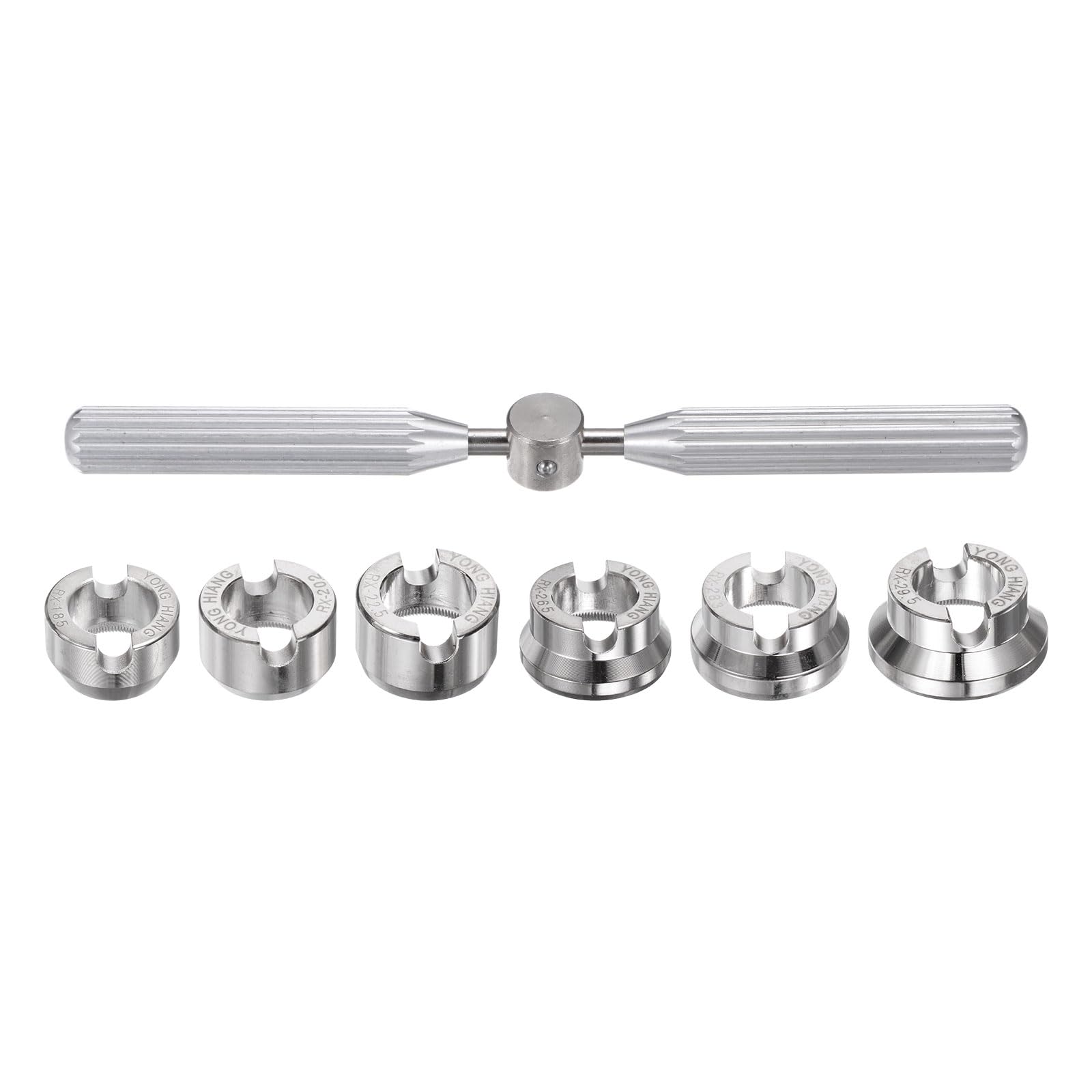 Photo 1 of uxcell 5537 Watch Case Opener Dies Set, Alloy Steel Watch Back Cover Remover Repair Accessory with Wrench for Watch Repair Watchmaker, Silver