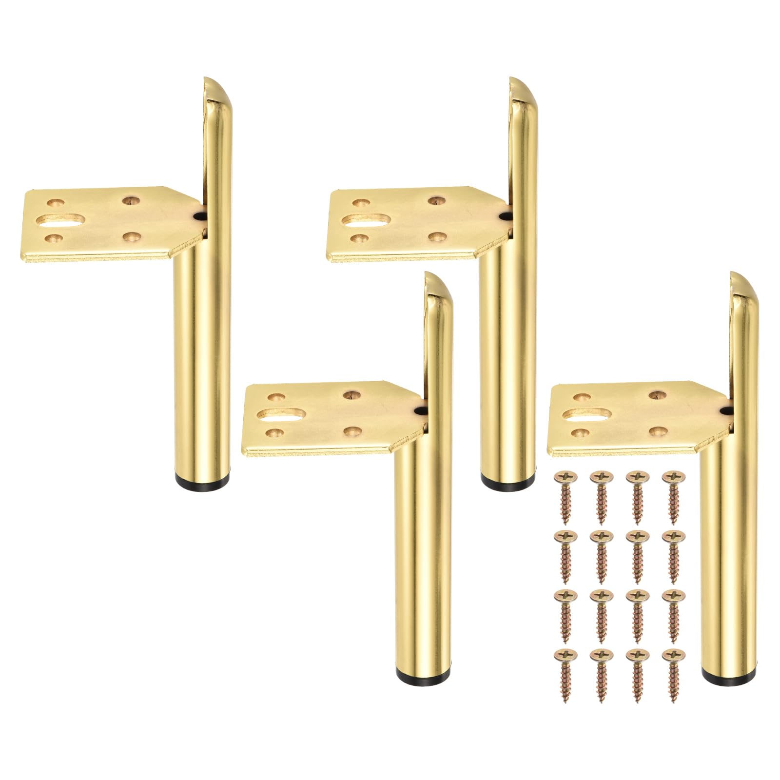 Uxcell 4PCS Metal Furniture Leg Replacement Couch Legs Cabinet Feet Black Modern Furniture Legs DIY Sofa Feet with Screws for Cupboard Table （5 Inch, Gold