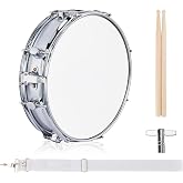 Ktaxon 13" x 3.5" Snare Drum Kit with a Pair of Drumsticks, Silver | With Drums Keys and Adjustable Straps, Portable for Students &amp; Beginners, Poplar Material, Classic Appearance