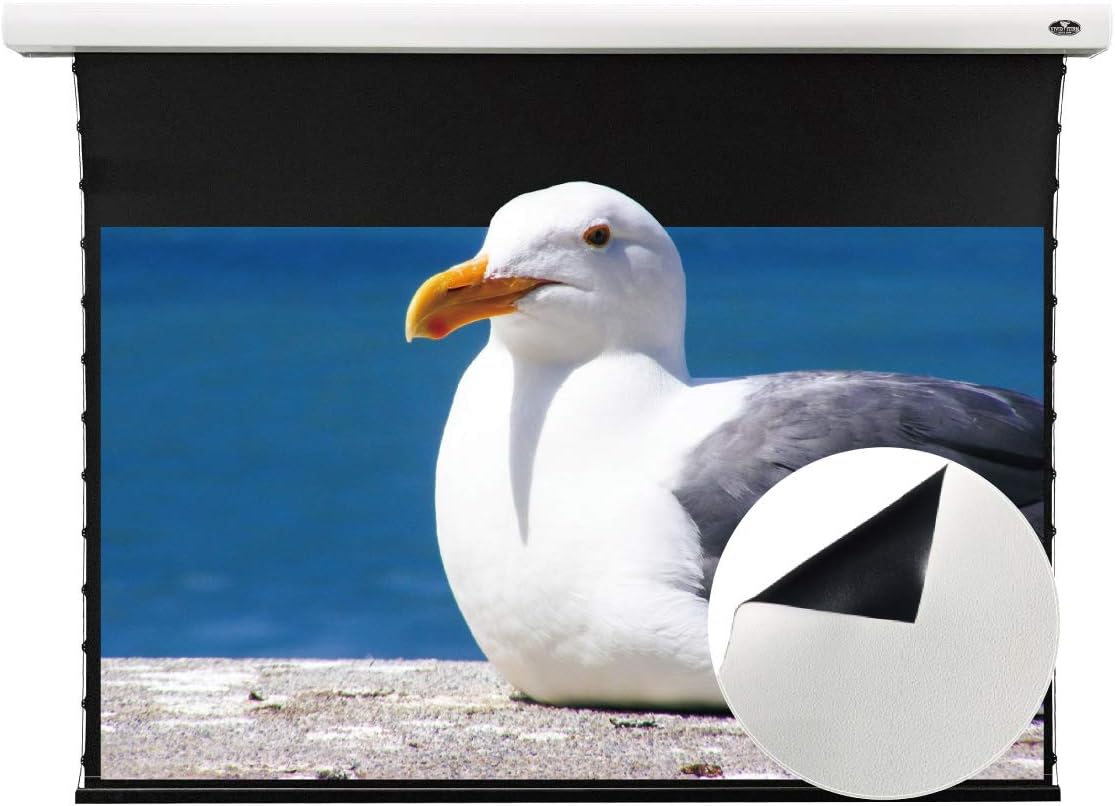 VIVIDSTORM Home Theater 8K/4K UHD Projection, Slimline Tab-tensioned,Electric Motorized Drop Down Projector Screen,92-inch Diag 16:9, White Cinema Material, Wireless 12V Projector Trigger,VMSLW92H