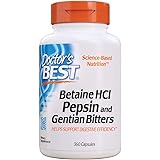 Doctor's Best Betaine HCI Pepsin & Gentian Bitters, Digestive Enzymes for Protein Breakdown & Absorption, Non-GMO, Gluten Fre