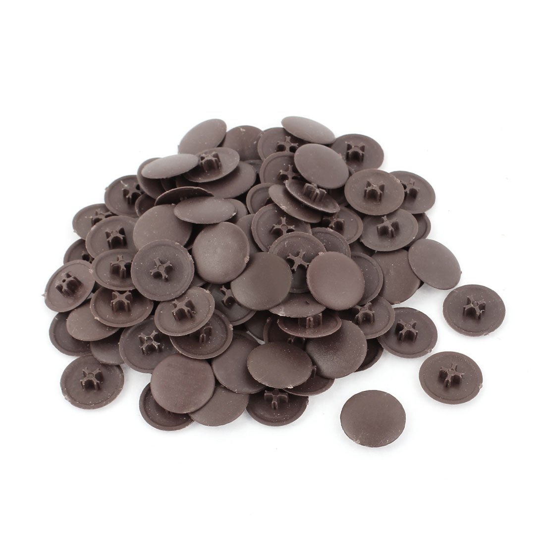 Sourcingmap 17mm Dia 4mm Thickness Round Shape Plastic Phillips Screw Cap Dark Brown 100pcs