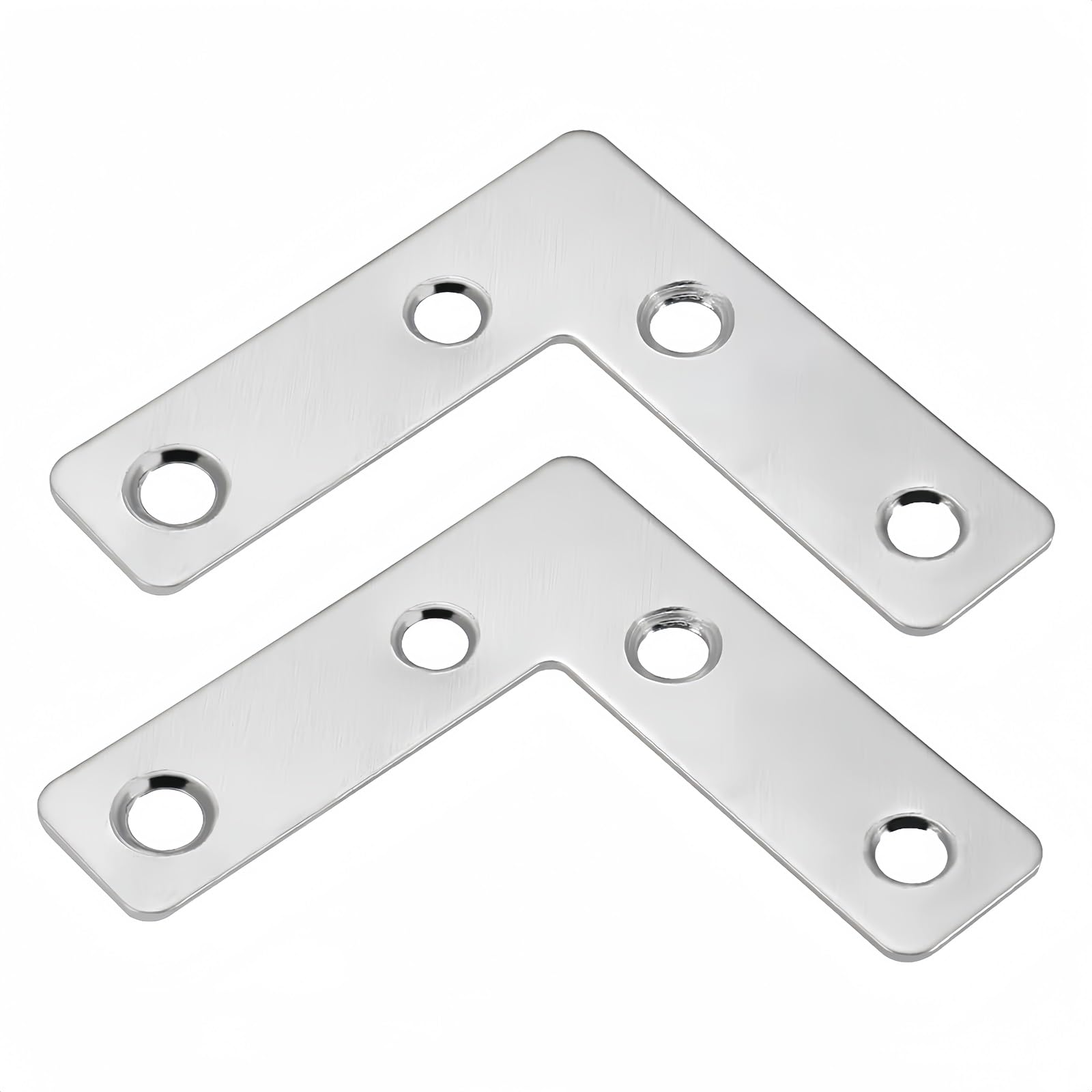 Boxonly 50mmx50mm L Flat Shape Braces Corner Bracket, Decorative Corner Brackets Mending Plate, 10Pcs
