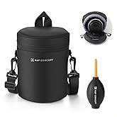 K&F CONCEPT Camera Lens Pouch Case, Waterproof Zipper Lens Protective Bag, Shockproof All-round Camera Lens Carry Bag for DSLR SLR Lens Size Below 3.3" x5.7" (D x H)