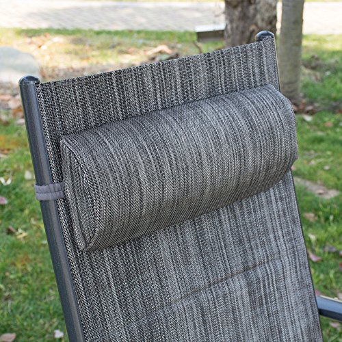 PatioPost Outdoor Adjustable Folding Recliner Aluminum Patio Sling Chairs with 7 Stalls, Set of 2 - Grey