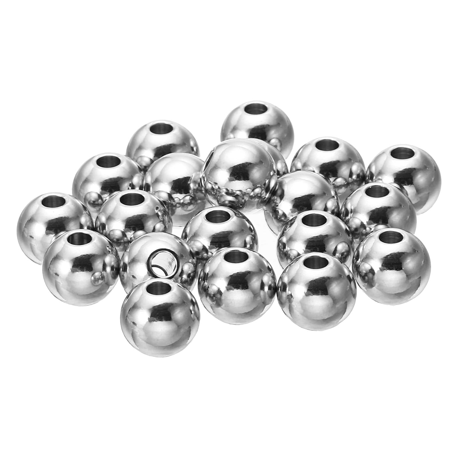 PATIKIL Smooth Round Spacer Beads, 30 Pcs 10mm OD 3mm ID 304 Stainless Steel Loose Balls Spacers Metallic Seamless Ball Beads for DIY Bracelet Necklace Earring Jewelry Making, Silver — image 1