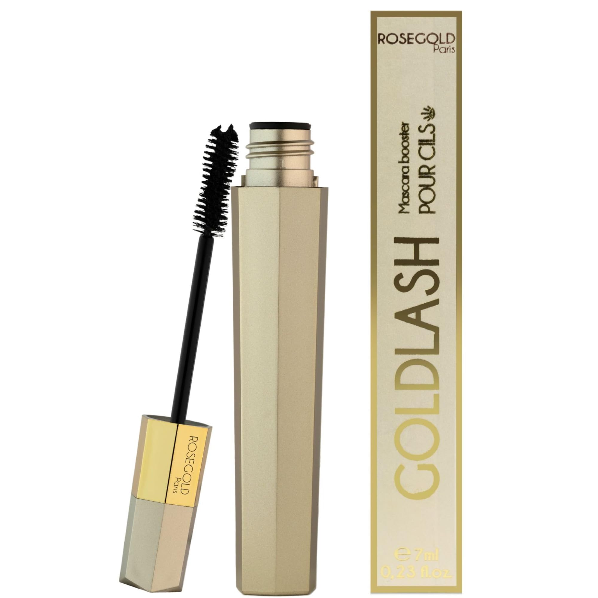 ROSEGOLD GOLDLASH Eyelash Booster Mascara thickens and lengthens. Improves growth and lashes - 99% natural - Made in France - Hormone-free Fragrance-free (1 Month Treatment)