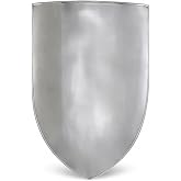 Armory Replicas&trade; Medieval Heater Shield, Polished 18 Gauge Steel, 28 Inch Knight Shield with Wooden Leather Grip