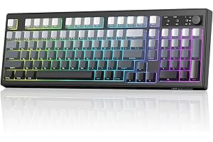 ZIYOU LANG K100 Wireless Gaming Keyboard,99 Keys Tri-Mode BT/2.4GHz/USB-C Creamy Color Keyboard with Number Pad RGB,Media Kno